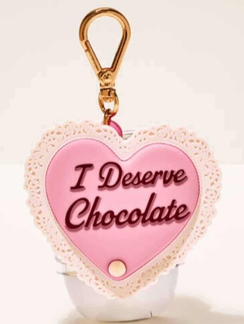 Pink Heart Keychain "I Deserve Chocolate"